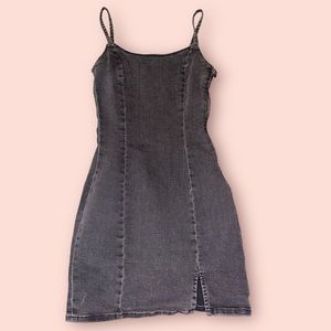 H&M washed denim black dress